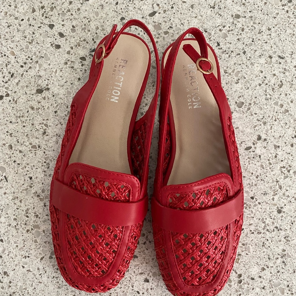 Reaction Kenneth Cole Red Woven Slingback Flats
